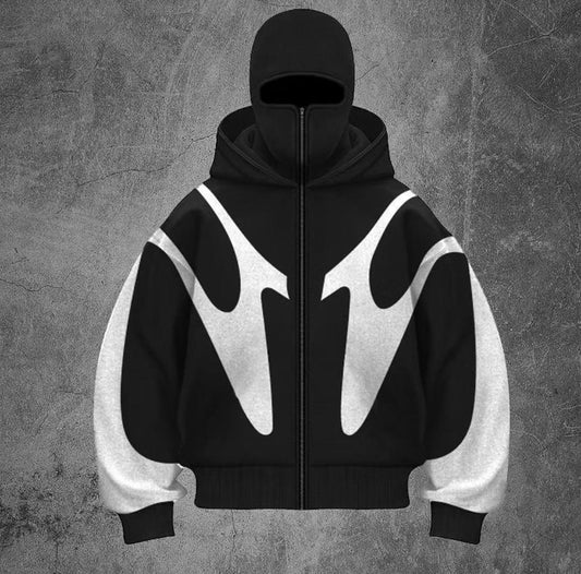 Black And White Ninja Graphic Hoodie