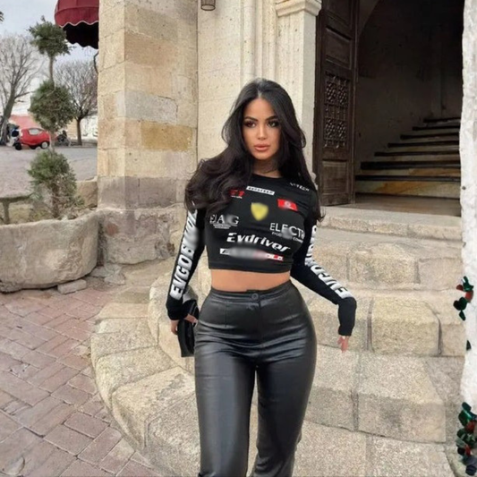 Ferrari Long Sleeve Crop Top