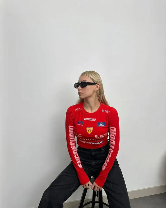 Ferrari Long Sleeve Crop Top