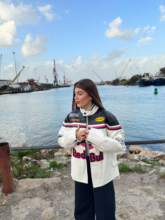 RedBull Race Pink Leather Jacket