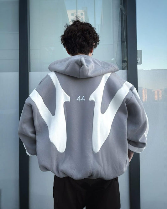 Grey Wave Graphic Hoodie