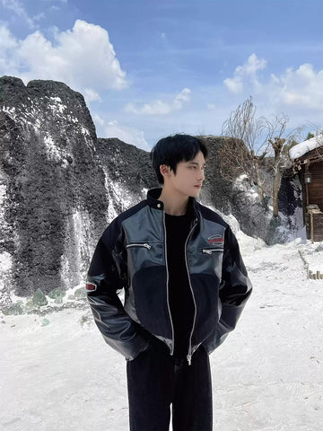 American-style high-street PU leather motorcycle jacket