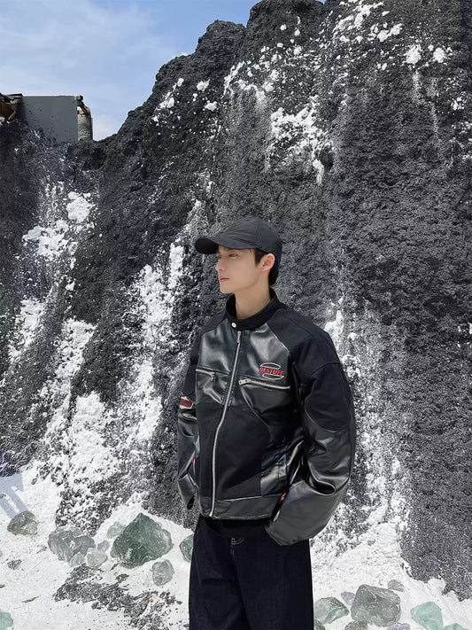 American-style high-street PU leather motorcycle jacket