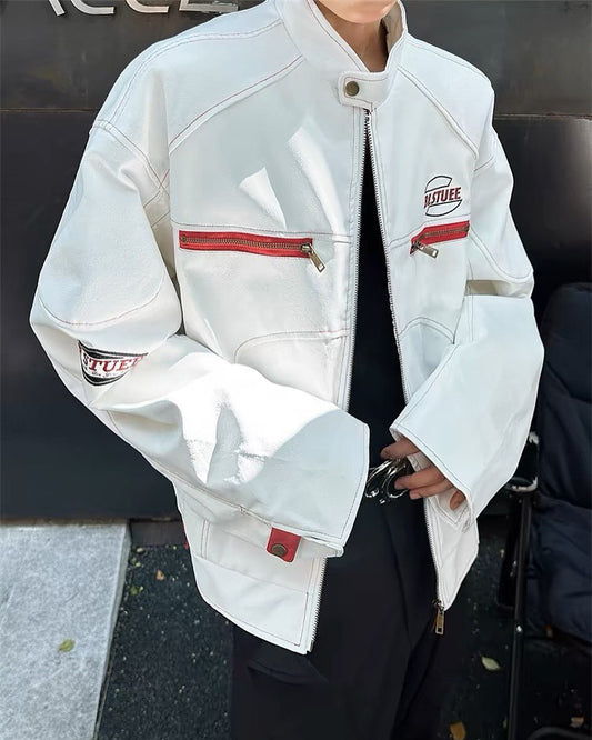 American-style high-street PU leather motorcycle jacket