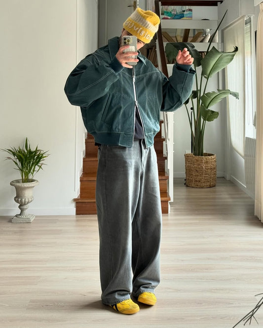 Oversized Contrast Deep Green Jacket